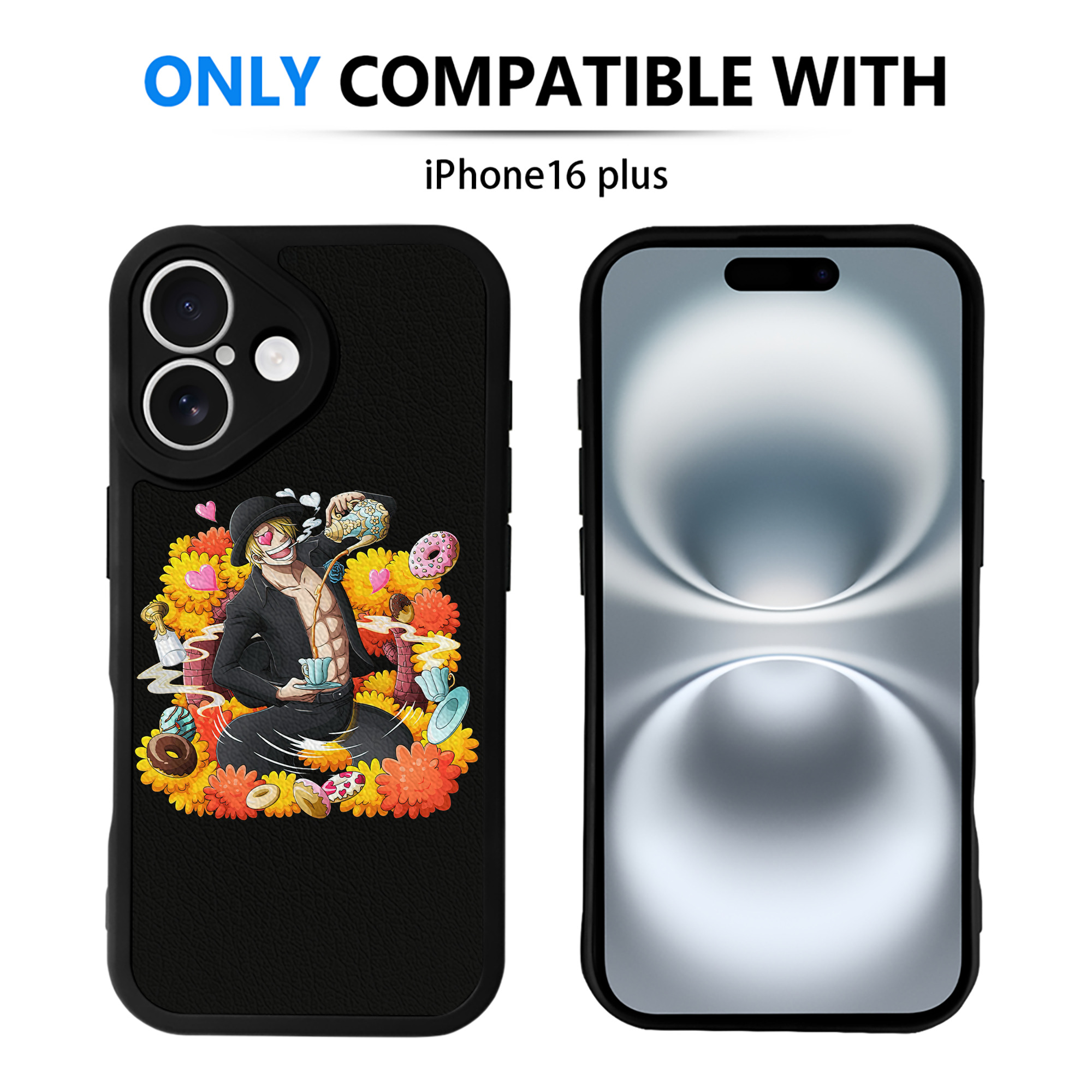 （画像用） ワンピース サンジ ONE PIECE Sanji 【iPhone 16シリーズ対応】シリコンスマホケース（レザー調） 材質：シリコン